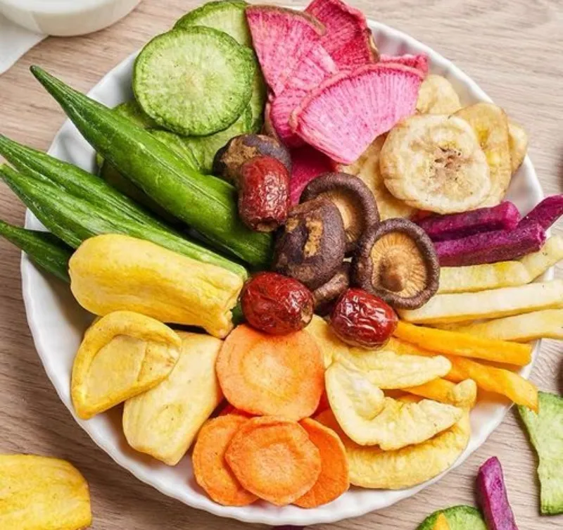 frutas e vegetais liofilizados